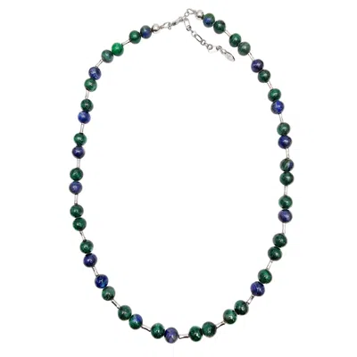 Farra Green Phoenix Malachite With Sterling Sliver Tube Men's Necklace
