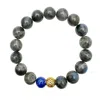 Farra Grey Labradorite With Lapis Men's Bracelet In Gray