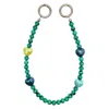 Farra Malachite With Yellow And Green Ceramic Hearts Phone Charm