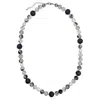 Farra Men's Black Rutilated Quartz With Lava Stone And Pearls Necklace
