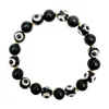 Farra Men's Black / White Black And White Dzi Agate Bracelet In Multi