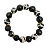 Farra Men's Black / White Black And White Dzi Agate Chunky Bracelet In Multi