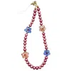 Farra Pink Freshwater Pearls With Flowers Lovely Phone Strap