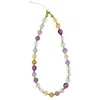 Farra Pink / Purple Natural Quartz Mixed Phone Strap