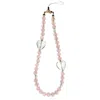 Farra Pink Rose Quartz With White Quartz Hearts Gemstone Phone Strap