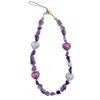 Farra Purple Irregular Amethyst With Hearts Gemstone Phone Strap