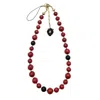 Farra Red Beads With Black Strawberry Charm Phone Strap