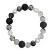 Farra Rutilated Quartz With Black Lava Stone And Pearls Men's Bracelet
