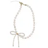 Farra White Freshwater Pearl With Butterfly Knot Versatile Phone Strap