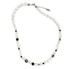 Farra White Freshwater Pearls With Black Dzi Agate Men's Necklace