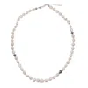 Farra White Freshwater Pearls With Skull Men's Necklace