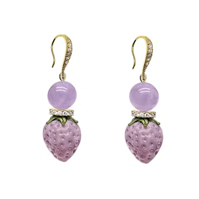 Farra Women's Amethyst Wth Purple Strawberry Earrings