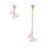 Farra Women's Asymmetric Pink Crystal Butterfly Earrings In Pink