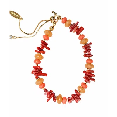 Farra Women's Bamboo Coral & Orange Aventurine Mixed Bracelet