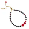 Farra Women's Birthstone Garnet With Red Coral Bracelet In Red