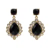 Farra Women's Black Agate Settings Statement Earrings