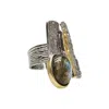 Farra Women's Black Labradorite Stone Statement Ring