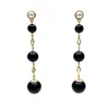 Farra Women's Black Obsidian Dangle Earrings