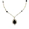 Farra Women's Black Obsidian Gemstone Pendant Chain Necklace