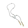 Farra Women's Black Tiger Eye Open Ended Long Necklace In Black