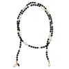 Farra Women's Black / White Black Obsidian And White Pearls Multiway Necklace In Multi
