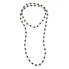 Farra Women's Black / White Must Have Black Obsidian And White Pearls Versatile Long Necklace