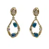 Farra Women's Blue Apatite Adorned Statement Earrings