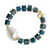 Farra Women's Blue Apatite & Baroque Bracelet In Blue