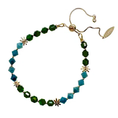 Farra Women's Blue Apatite With Agate Color- Blocking Bracelet In Gold