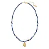 Farra Women's Blue Dainty Lapis With Zircon Inset Pendant Necklace In Blue
