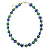 Farra Women's Blue / Green Heart-shaped Lapis With Round Malachite Statement Necklace In Multi