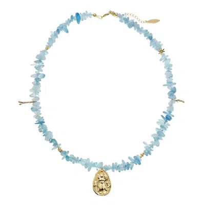 Farra Women's Blue Irregular Aquamarine Pendant Necklace