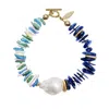 Farra Women's Blue Kyanite And Colorful Shell With Baroque Pearl Bracelet In Blue