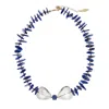Farra Women's Blue Kyanite With Bowknot White Quartz Necklace In Blue