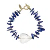 Farra Women's Blue Kyanite With Heart White Quartz Bracelet In Blue