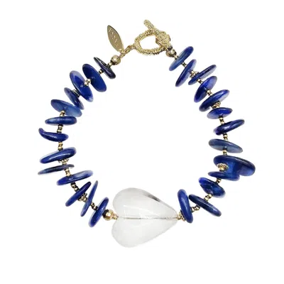 Farra Women's Blue Kyanite With Heart White Quartz Bracelet