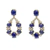 Farra Women's Blue Lapis Lazuli With Zircon Stone Statement Earrings