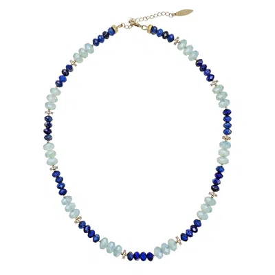 Farra Women's Blue Lapis With Opal Color Matching Necklace