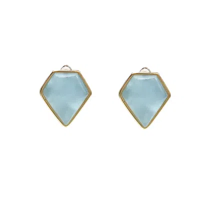 Farra Women's Blue Minimalist Aquamarine Stud Earrings