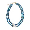 Farra Women's Blue Opal With Baroque Pearls Double Layers Necklace