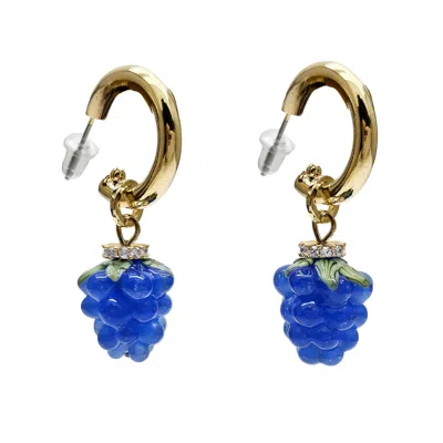 Farra Women's Blue Raspberry Dangle Hoop Fun Earrings