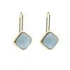Farra Women's Blue Square Shaped Aquamarine Hook Earrings In Blue