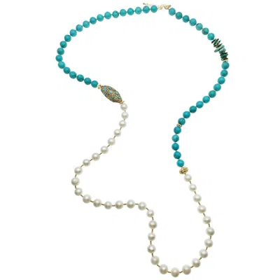 Farra Women's Blue Turquoise & Baroque Multi-way Necklace