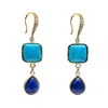 Farra Women's Blue Turquoise And Lapis Dangle Earrings