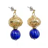 Farra Women's Blue Vintage Style Lapis Stud Earrings In Blue
