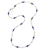 Farra Women's Blue / White Freshwater & Round Lapis Multi-way Necklace In Multi