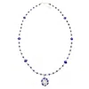 Farra Women's Blue / White Freshwater Pearls With Lapis With Removable Pendnat Necklace In Multi