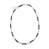 Farra Women's Blue / White Lapis With Freshwater Pearls Matinee Length Necklace