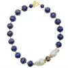 Farra Women's Blue / White Natural Round Lapis With Baroque Necklace