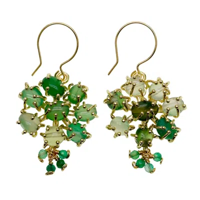 Farra Women's Bohemian Style Green Agate Earrings